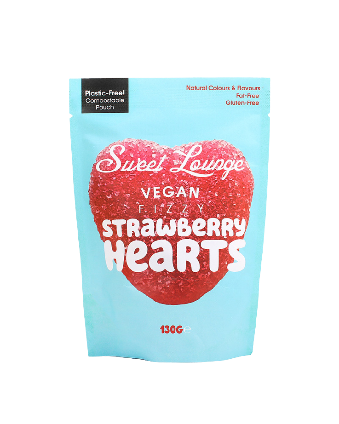 Sweet Lounge Vegan Fizzy Strawberry Hearts 130g