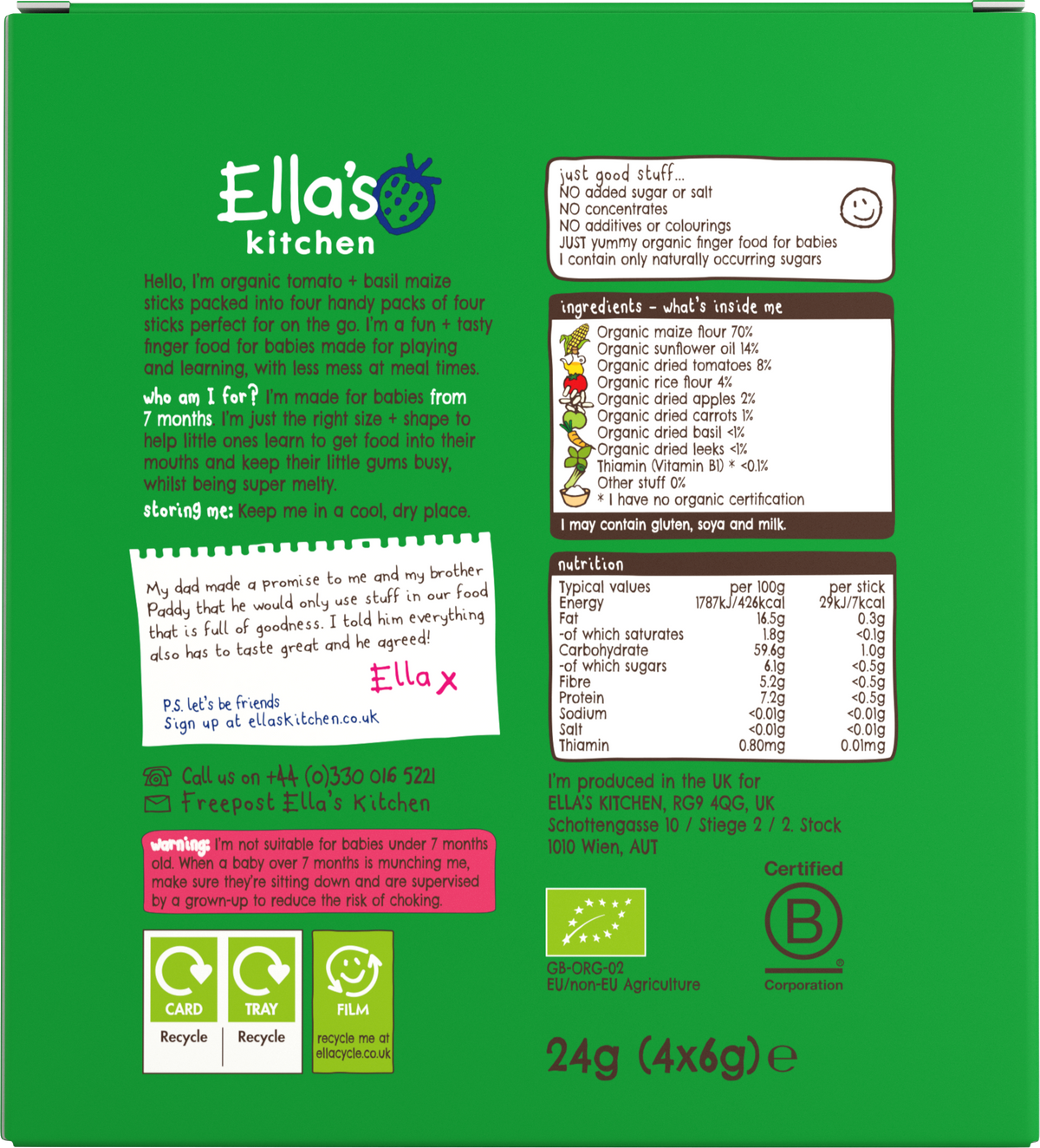 Ella's Kitchen Organic Tomato + Basil Melty Sticks Multipack