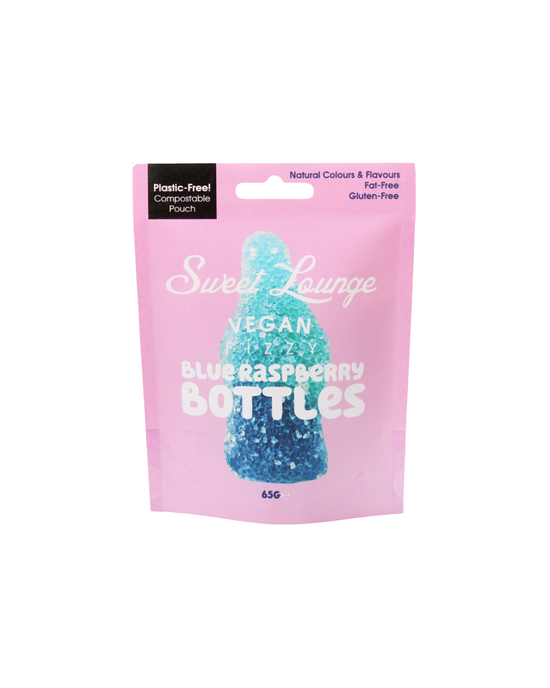 Sweet Lounge Vegan Fizzy Blue Raspberry Bottles 65g