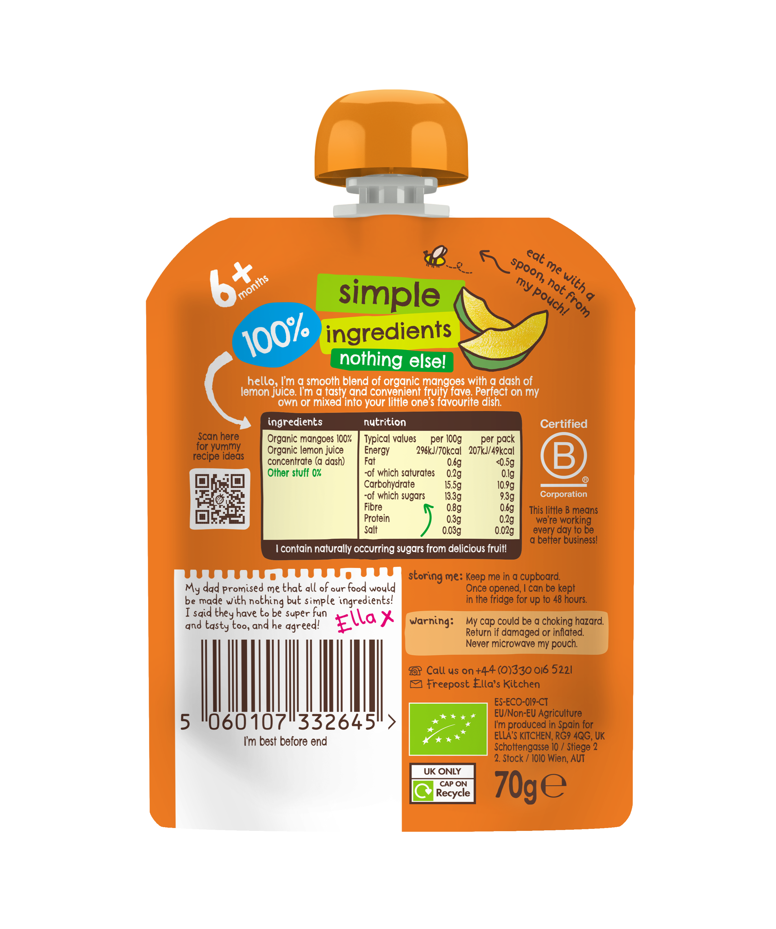 Ella's Kitchen Organic Mangoes Mangoes Mangoes