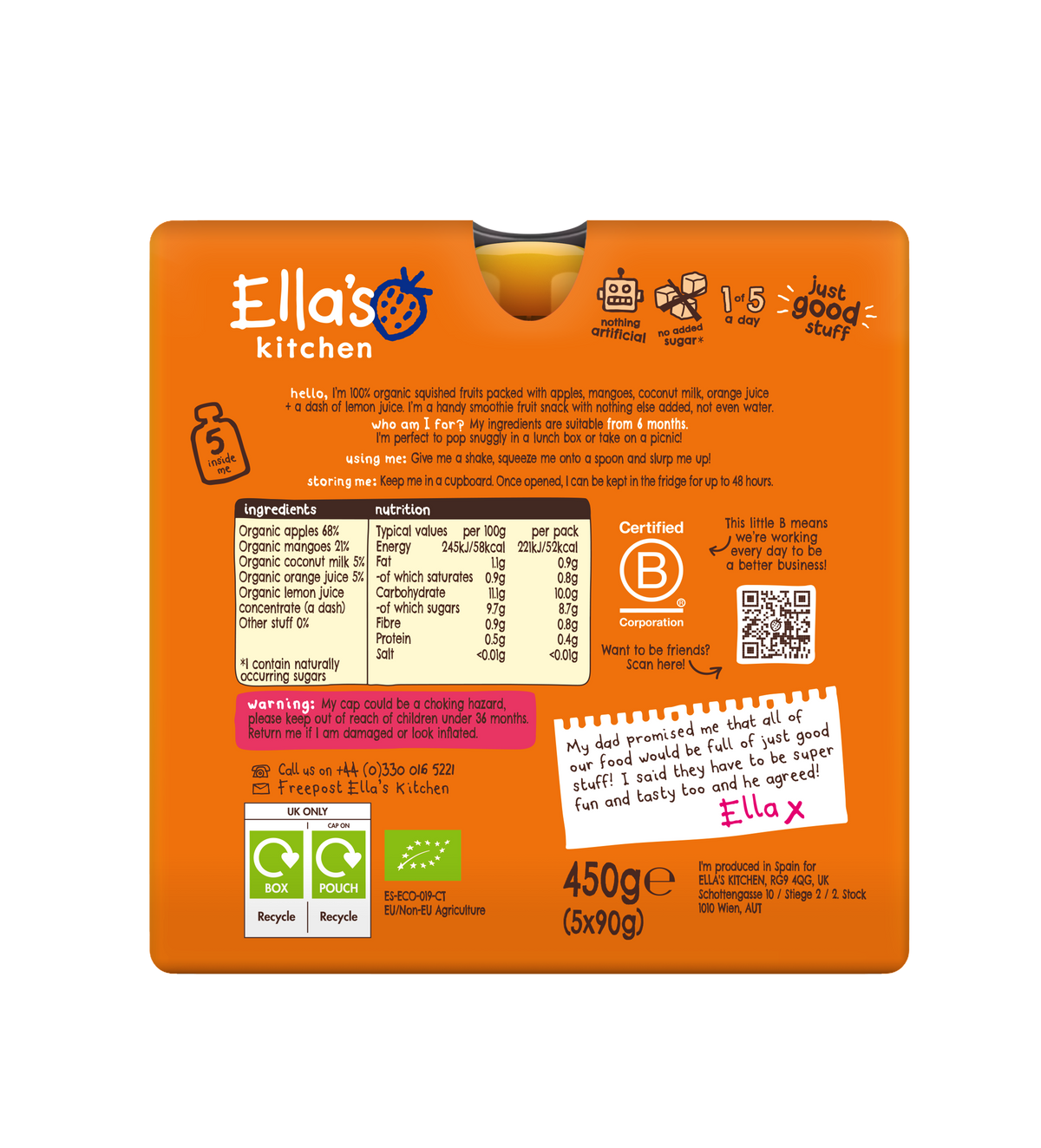 Ella's Kitchen Organic The Orange One Multipack