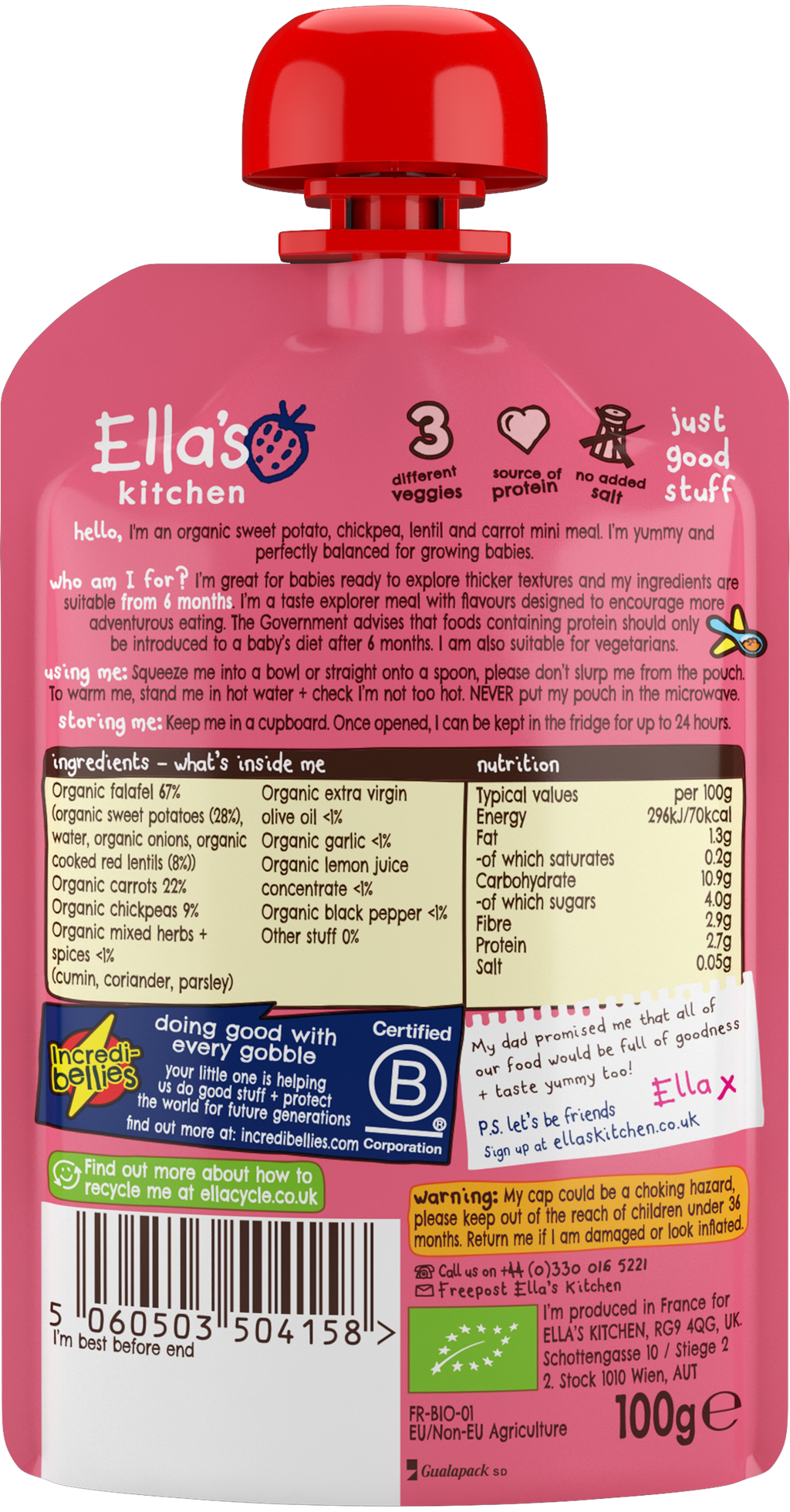 Ella's Kitchen Organic Sweet Potato Falafel with Hummus