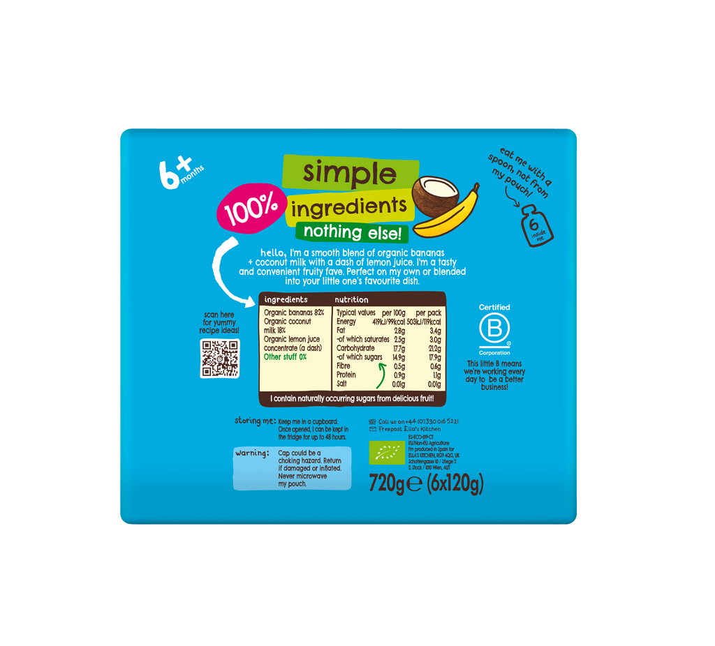 Ella's Kitchen Organic Bananas + Coconuts Multipack