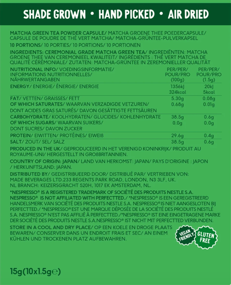 PerfectTed Original Matcha Nespresso Pods
